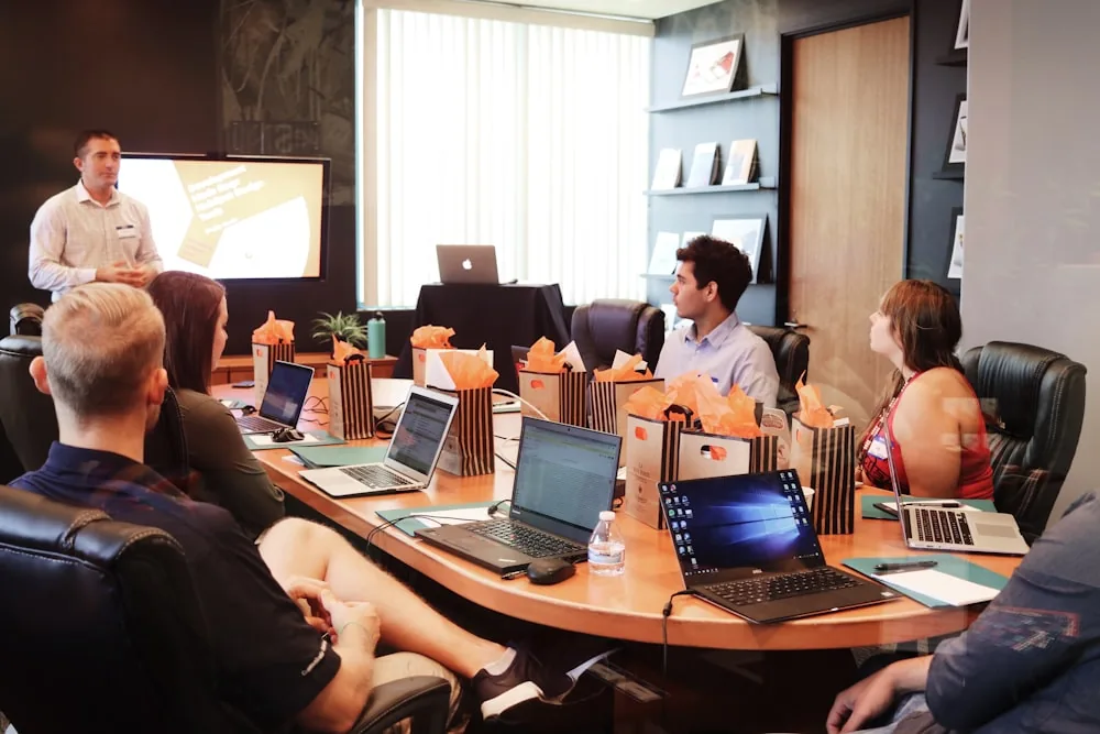 Office meeting about business insurance coverage